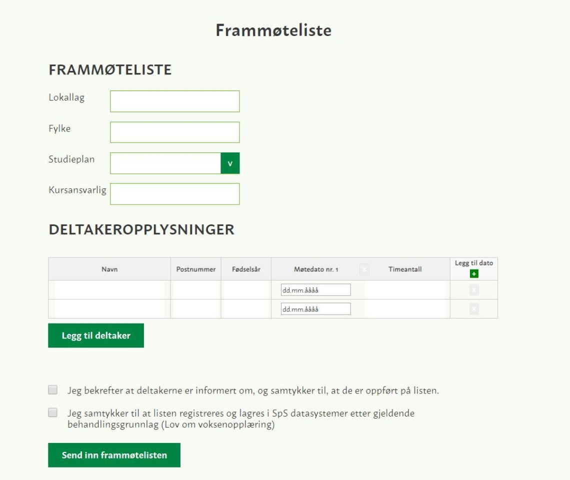 Utfylling Av Frammøteskjemaet